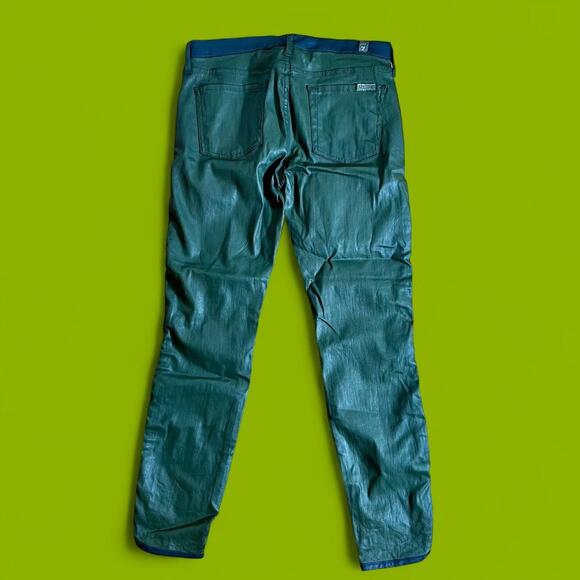 Seven7 For All Mankind Green Coated Jeans - Size 26 - Picture 2 of 8